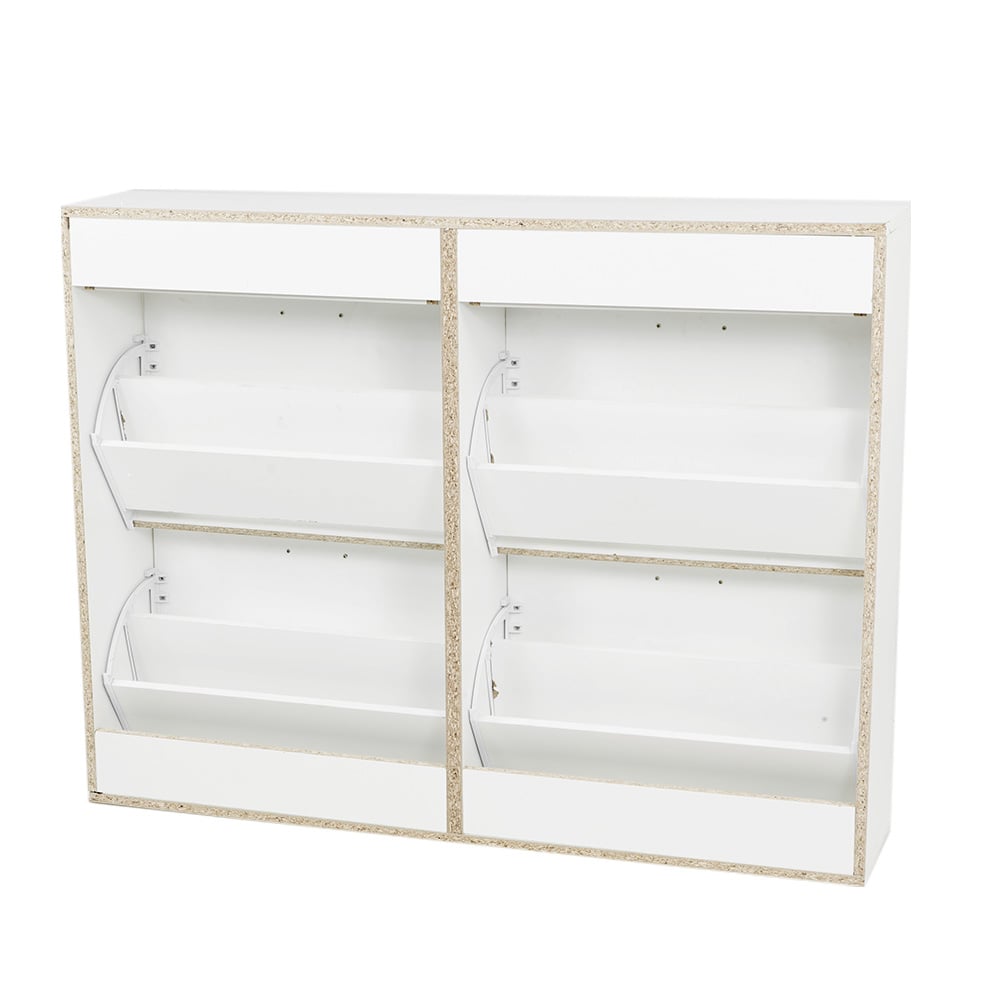 Sarantino 24 Pairs Shoe Cabinet Storage White Drawers Chest 1200 x 240 x 920 in White-Shoe Storage Cabinets-PEROZ Accessories