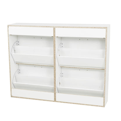 Sarantino 24 Pairs Shoe Cabinet Storage White Drawers Chest 1200 x 240 x 920 in White-Shoe Storage Cabinets-PEROZ Accessories