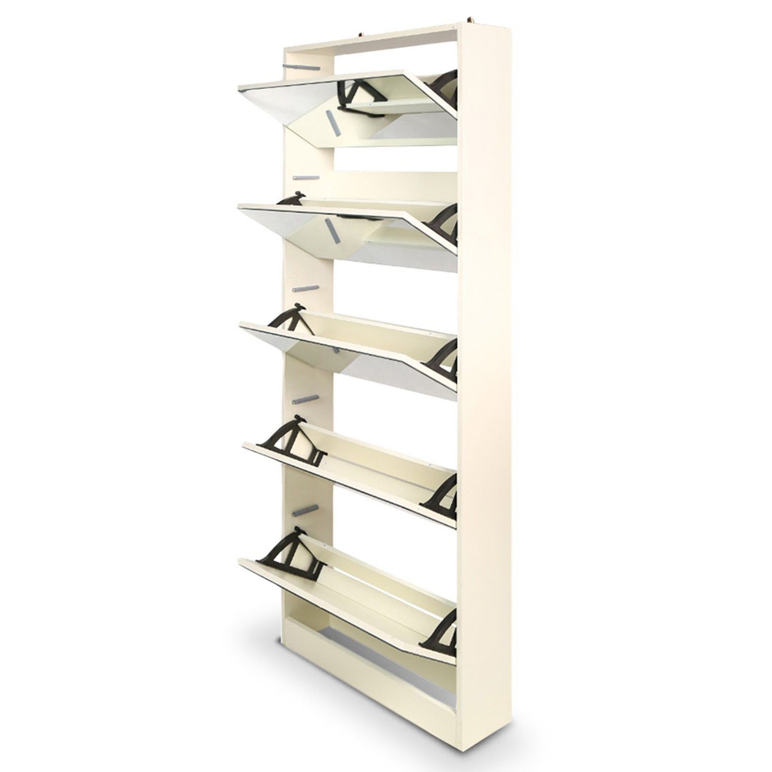 Sarantino 24 Pairs Shoe Cabinet Rack Storage Cupboard Organiser Shelf 5 Level Drawers-Shoe Storage Cabinets-PEROZ Accessories
