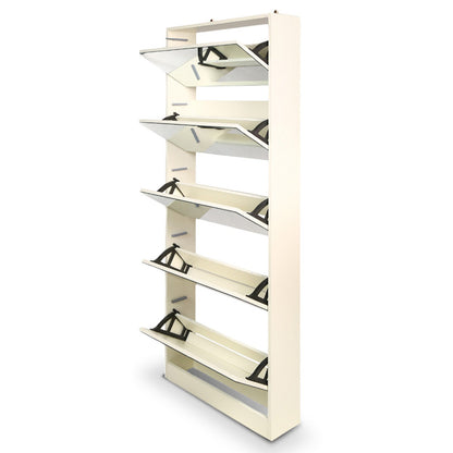 Sarantino 24 Pairs Shoe Cabinet Rack Storage Cupboard Organiser Shelf 5 Level Drawers-Shoe Storage Cabinets-PEROZ Accessories