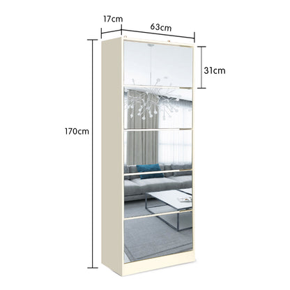 Sarantino 24 Pairs Shoe Cabinet Rack Storage Cupboard Organiser Shelf 5 Level Drawers-Shoe Storage Cabinets-PEROZ Accessories