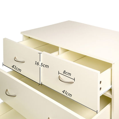 Sarantino Tallboy Dresser 6 Chest Of Drawers Cabinet 85 x 39.5 x 105cm in White-Furniture &gt; Living Room-PEROZ Accessories