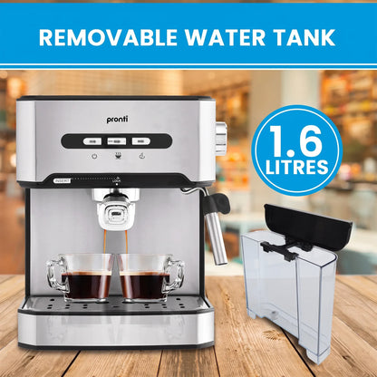 Pronti 1.6L Automatic Coffee Espresso Machine with Steam Frother-Coffee Makers-PEROZ Accessories