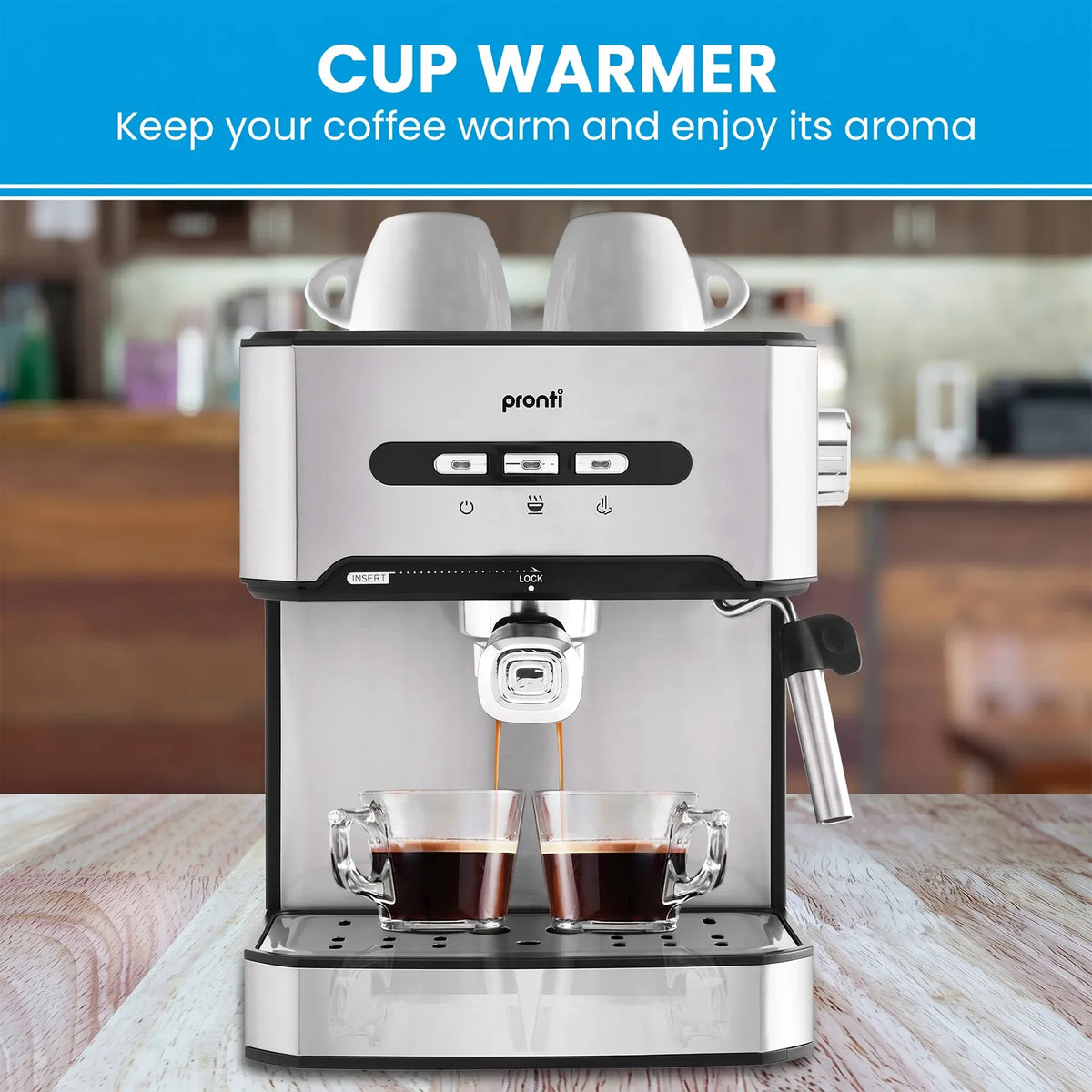 Pronti 1.6L Automatic Coffee Espresso Machine with Steam Frother-Coffee Makers-PEROZ Accessories