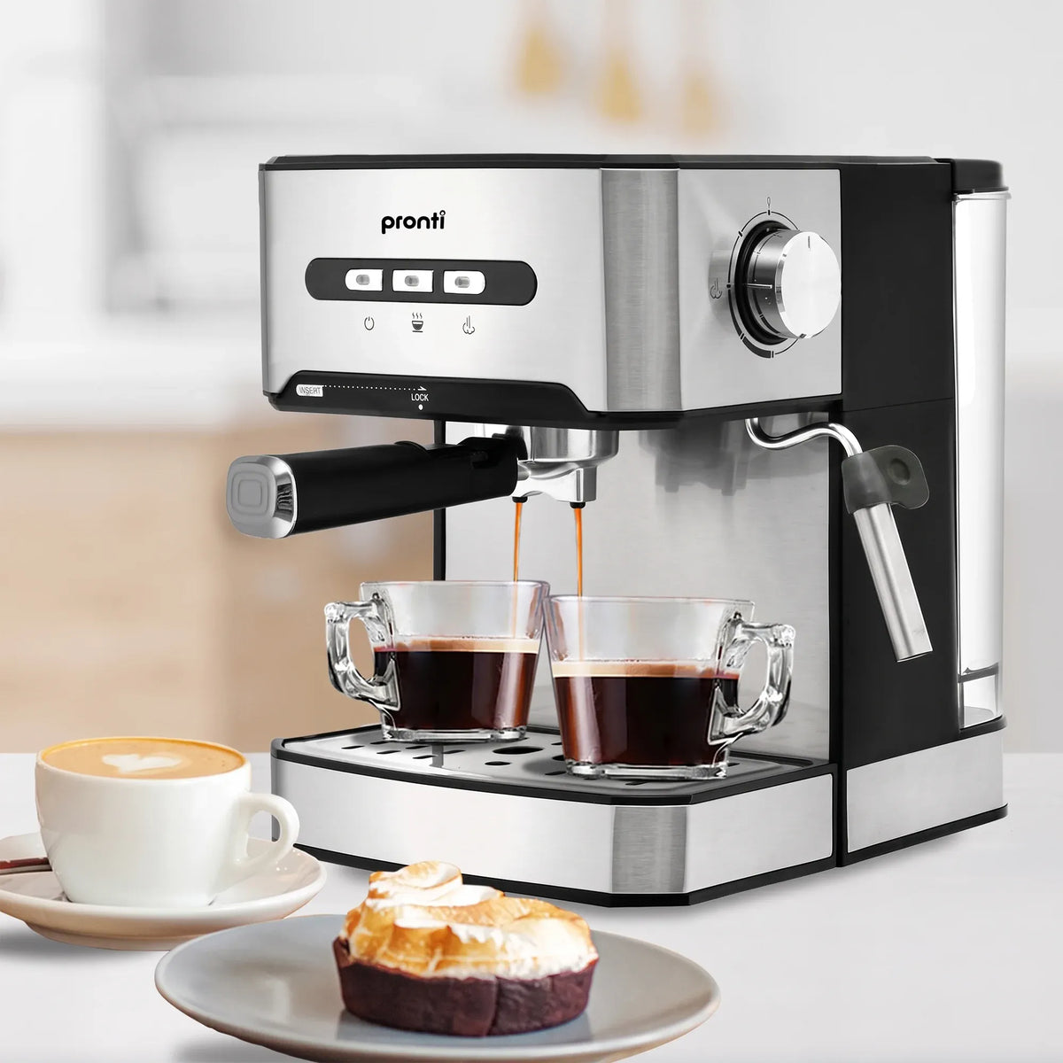 Pronti 1.6L Automatic Coffee Espresso Machine with Steam Frother-Coffee Makers-PEROZ Accessories