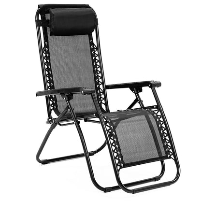 Wallaroo Zero Gravity Reclining Deck Lounge Sun Beach Chair Outdoor Folding Camping - Black-Furniture &gt; Outdoor &gt; Outdoor Sofas &amp; Lounge Sets-PEROZ Accessories