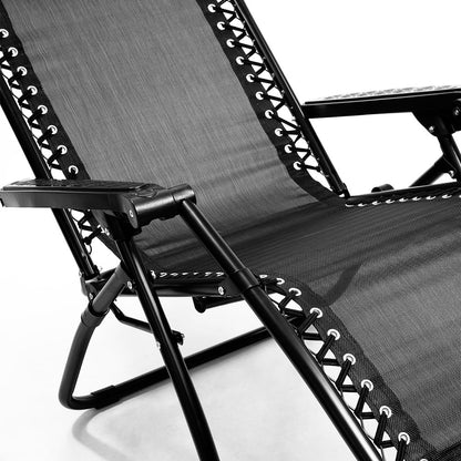 Wallaroo Zero Gravity Reclining Deck Lounge Sun Beach Chair Outdoor Folding Camping - Black-Furniture &gt; Outdoor &gt; Outdoor Sofas &amp; Lounge Sets-PEROZ Accessories