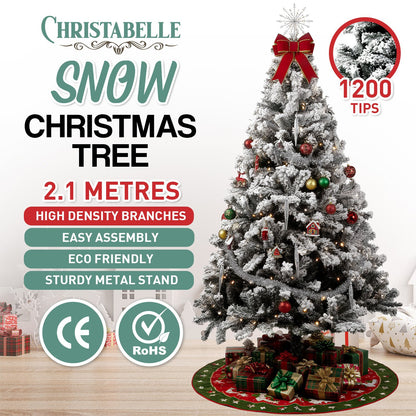 Christabelle Snow-Tipped Artificial Christmas Tree 2.1m 1200 Tips-Christmas Trees-PEROZ Accessories
