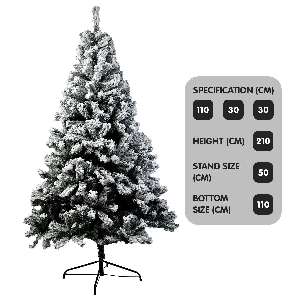 Christabelle Snow-Tipped Artificial Christmas Tree 2.1m 1200 Tips-Christmas Trees-PEROZ Accessories
