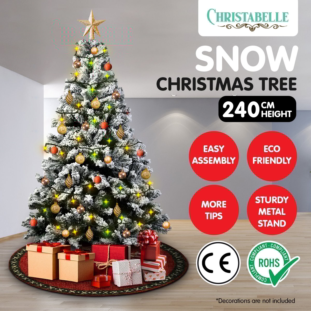 Christabelle Snow-Tipped Artificial Christmas Tree 2.4m 1500 Tips-Christmas Trees-PEROZ Accessories