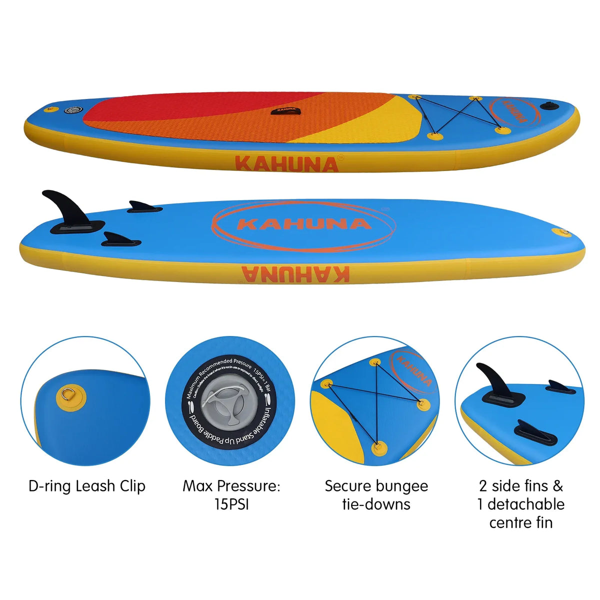 Kahuna Hana 10FT Inflatable Stand Up Paddle Board Set - Non-Slip iSUP Paddleboard with Backpack Paddle Pump Leash-Outdoor > Boating-PEROZ Accessories