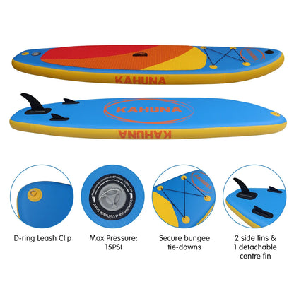 Kahuna Hana 10FT Inflatable Stand Up Paddle Board Set - Non-Slip iSUP Paddleboard with Backpack Paddle Pump Leash-Outdoor > Boating-PEROZ Accessories