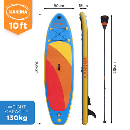 Kahuna Hana 10FT Inflatable Stand Up Paddle Board Set - Non-Slip iSUP Paddleboard with Backpack Paddle Pump Leash-Outdoor > Boating-PEROZ Accessories