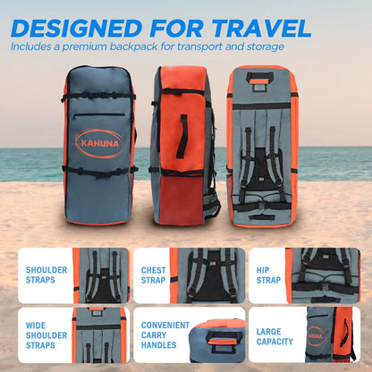 Kahuna Hana 10FT Inflatable Stand Up Paddle Board Set - Non-Slip iSUP Paddleboard with Backpack Paddle Pump Leash-Outdoor > Boating-PEROZ Accessories
