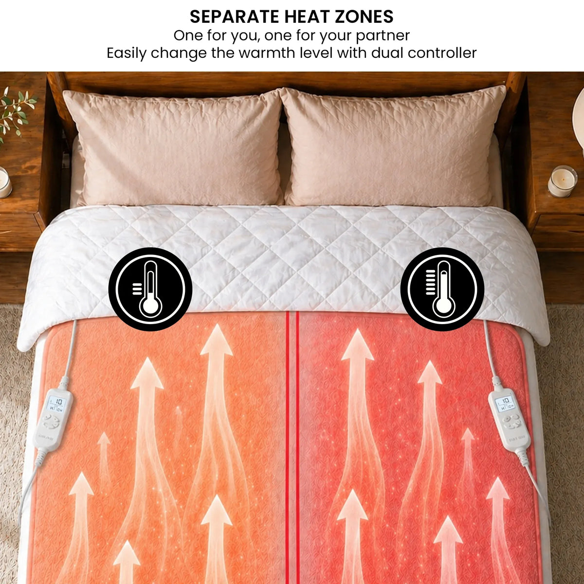 Laura Hill King Electric Heated Underlay Blanket Fleecy Fabric with Timer-Electric Throw Blanket-PEROZ Accessories