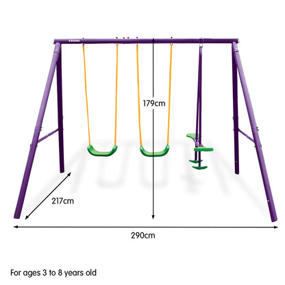 Kahuna Kids 4-Seater Swing Set Purple Green-Gift &amp; Novelty &gt; Games &gt; Board Games-PEROZ Accessories
