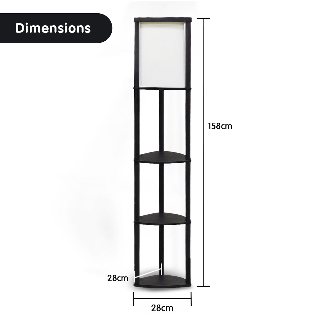 Sarantino Wood Etagere Floor Lamp in Tripod Shape 3 Wooden Shelves-Home &amp; Garden &gt; Lighting &gt; Table Lamps-PEROZ Accessories