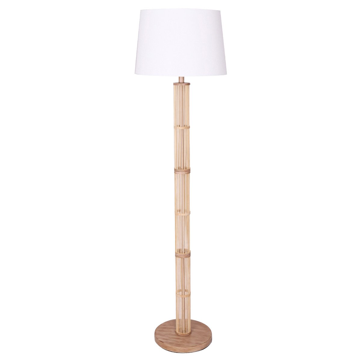 Sarantino Rattan Floor Lamp With Paper-White Linen Shade by Sarantino-Home &amp; Garden &gt; Lighting-PEROZ Accessories