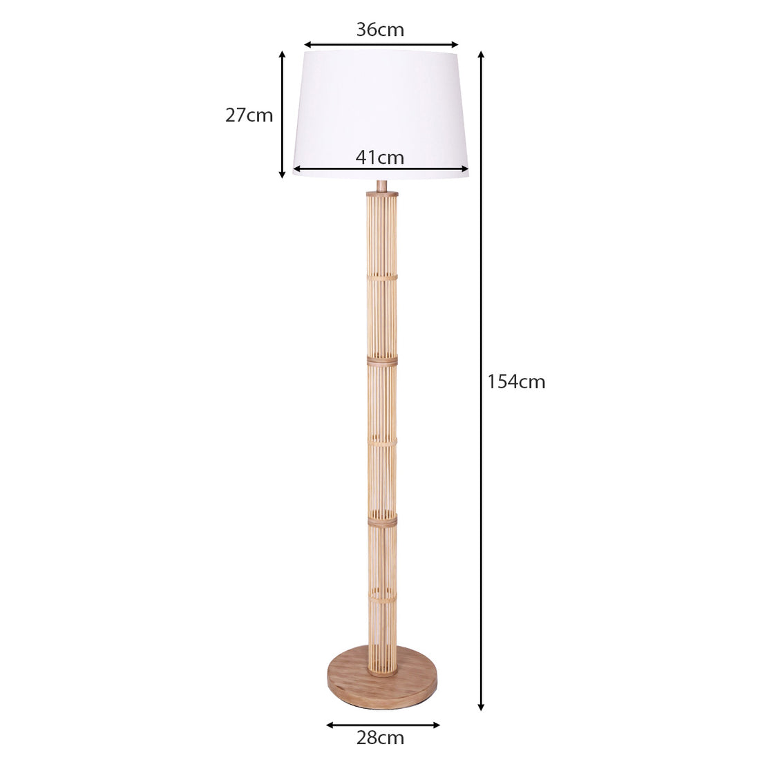 Sarantino Rattan Floor Lamp With Paper-White Linen Shade by Sarantino-Home &amp; Garden &gt; Lighting-PEROZ Accessories