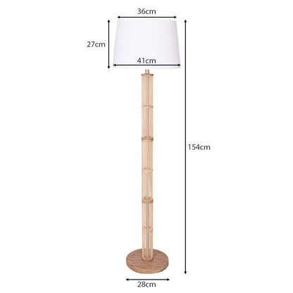 Sarantino Rattan Floor Lamp With Paper-White Linen Shade by Sarantino-Home &amp; Garden &gt; Lighting-PEROZ Accessories
