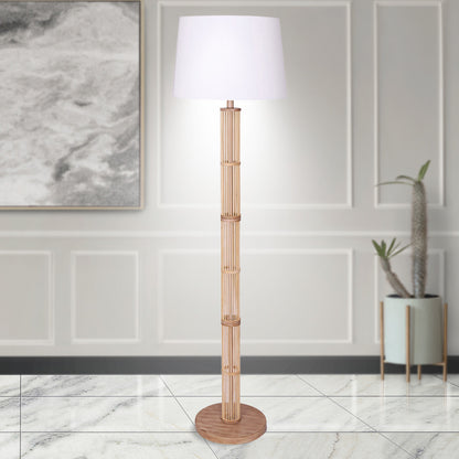 Sarantino Rattan Floor Lamp With Paper-White Linen Shade by Sarantino-Home &amp; Garden &gt; Lighting-PEROZ Accessories