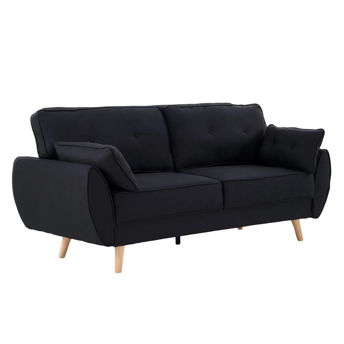 Sarantino 3 Seater Modular Linen Fabric Sofa Bed Couch Futon Suite - Black-Furniture > Sofas-PEROZ Accessories
