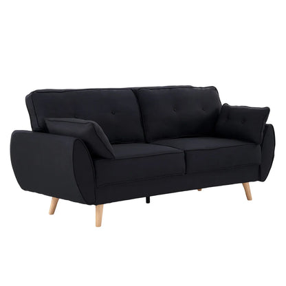 Sarantino 3 Seater Modular Linen Fabric Sofa Bed Couch Futon Suite - Black-Furniture > Sofas-PEROZ Accessories