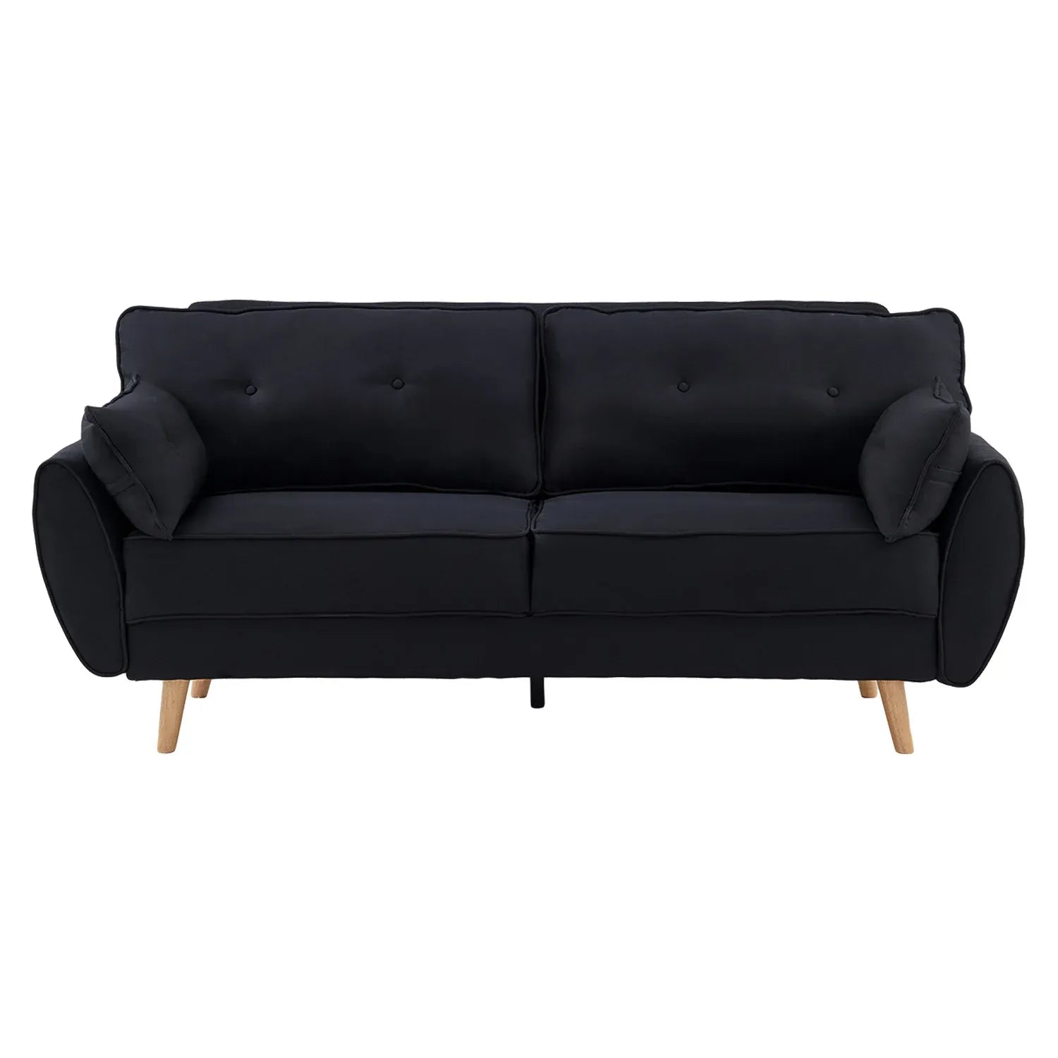 Sarantino 3 Seater Modular Linen Fabric Sofa Bed Couch Futon Suite - Black-Furniture > Sofas-PEROZ Accessories