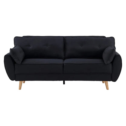Sarantino 3 Seater Modular Linen Fabric Sofa Bed Couch Futon Suite - Black-Furniture > Sofas-PEROZ Accessories