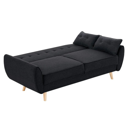 Sarantino 3 Seater Modular Linen Fabric Sofa Bed Couch Futon Suite - Black-Furniture > Sofas-PEROZ Accessories
