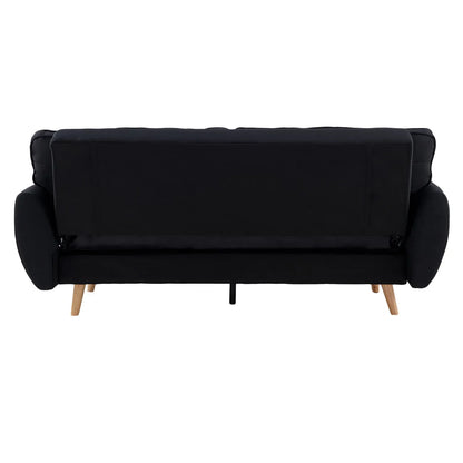 Sarantino 3 Seater Modular Linen Fabric Sofa Bed Couch Futon Suite - Black-Furniture > Sofas-PEROZ Accessories