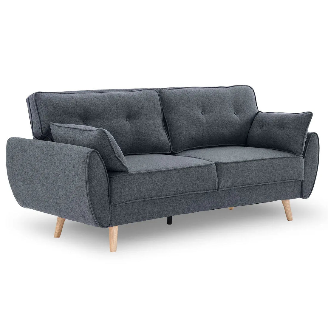 Sarantino 3 Seater Modular Linen Fabric Sofa Bed Couch Futon Suite - Dark Grey-Furniture > Sofas-PEROZ Accessories