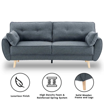 Sarantino 3 Seater Modular Linen Fabric Sofa Bed Couch Futon Suite - Dark Grey-Furniture > Sofas-PEROZ Accessories