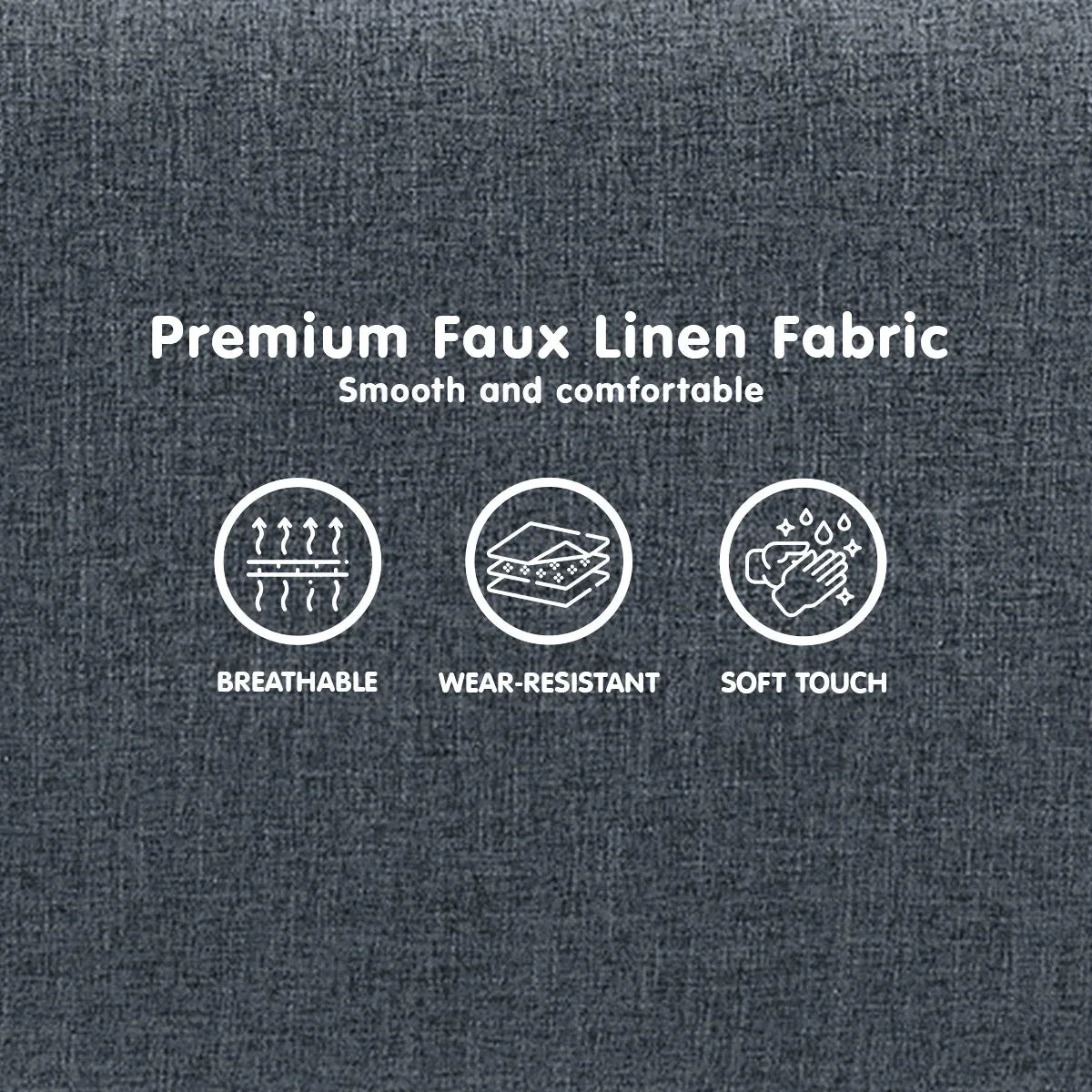 Sarantino 3 Seater Modular Linen Fabric Sofa Bed Couch Futon Suite - Dark Grey-Furniture > Sofas-PEROZ Accessories