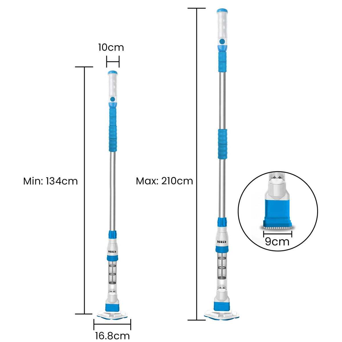 Aquajack Cordless Rechargeable Spa and Pool Vacuum Cleaner with Telescopic Pole &amp; 2 Heads - 60 Min Runtime-Pool Cleaners-PEROZ Accessories