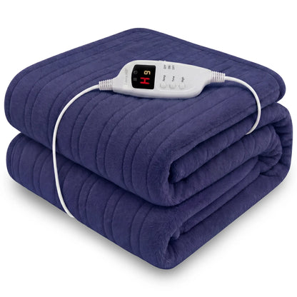 Laura Hill Electric Heated Blanket Throw Soft Coral Fleece w/ 9 Heat Settings - Blue-Home &amp; Garden > Bedding-PEROZ Accessories