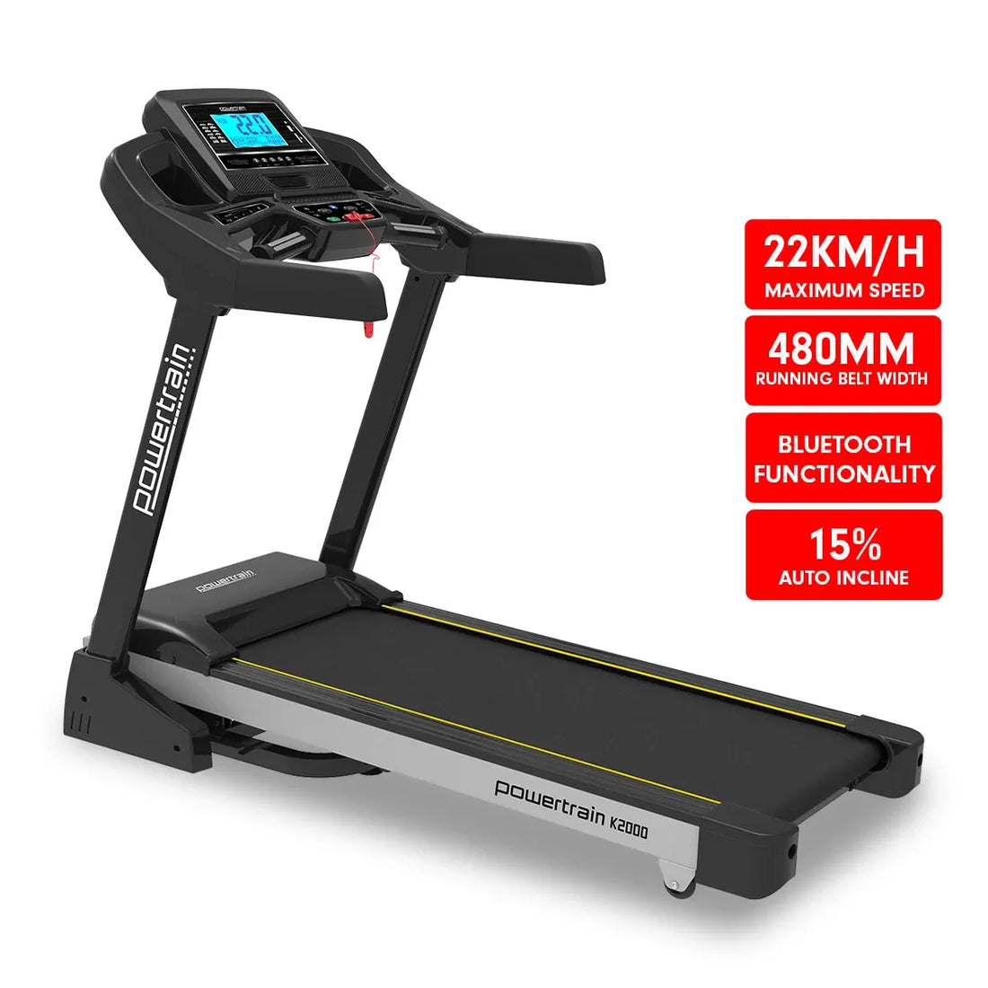 Powertrain K2000 3.0HP Foldable Electric Treadmill 22kph Auto Incline Running Machine for Home Gym Cardio Workout-Walking Pad-PEROZ Accessories