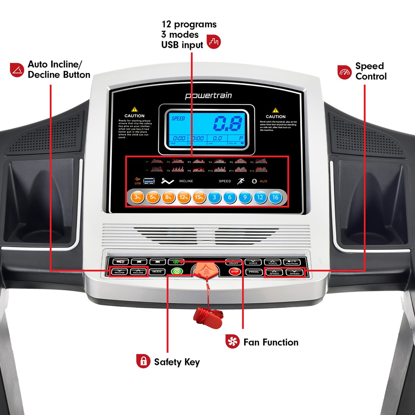 Powertrain MX2 Foldable Home Treadmill Auto Incline Cardio Running-Walking Pad-PEROZ Accessories