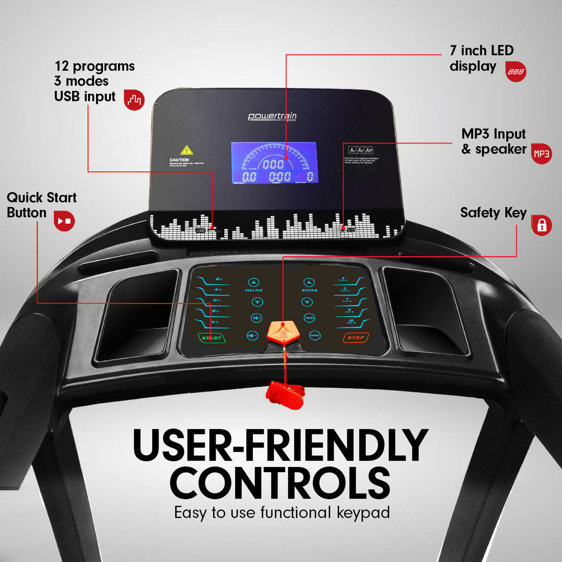 Powertrain V100 Foldable Treadmill Auto Incline Home Gym Cardio-Walking Pad-PEROZ Accessories