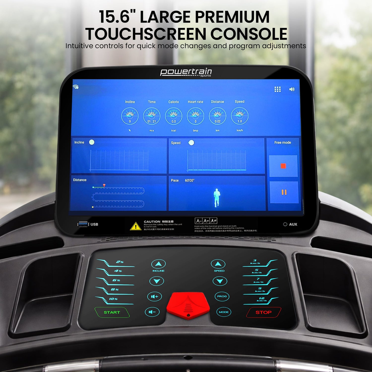 Powertrain V1100 Treadmill with Wifi Touch Screen &amp; Incline-Walking Pad-PEROZ Accessories