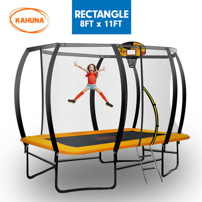 Kahuna 8ft X 11ft Outdoor Rectangular Orange Trampoline with Safety Enclosure.-Sports &amp; Fitness > Trampolines > Trampolines &amp; Accessories-PEROZ Accessories
