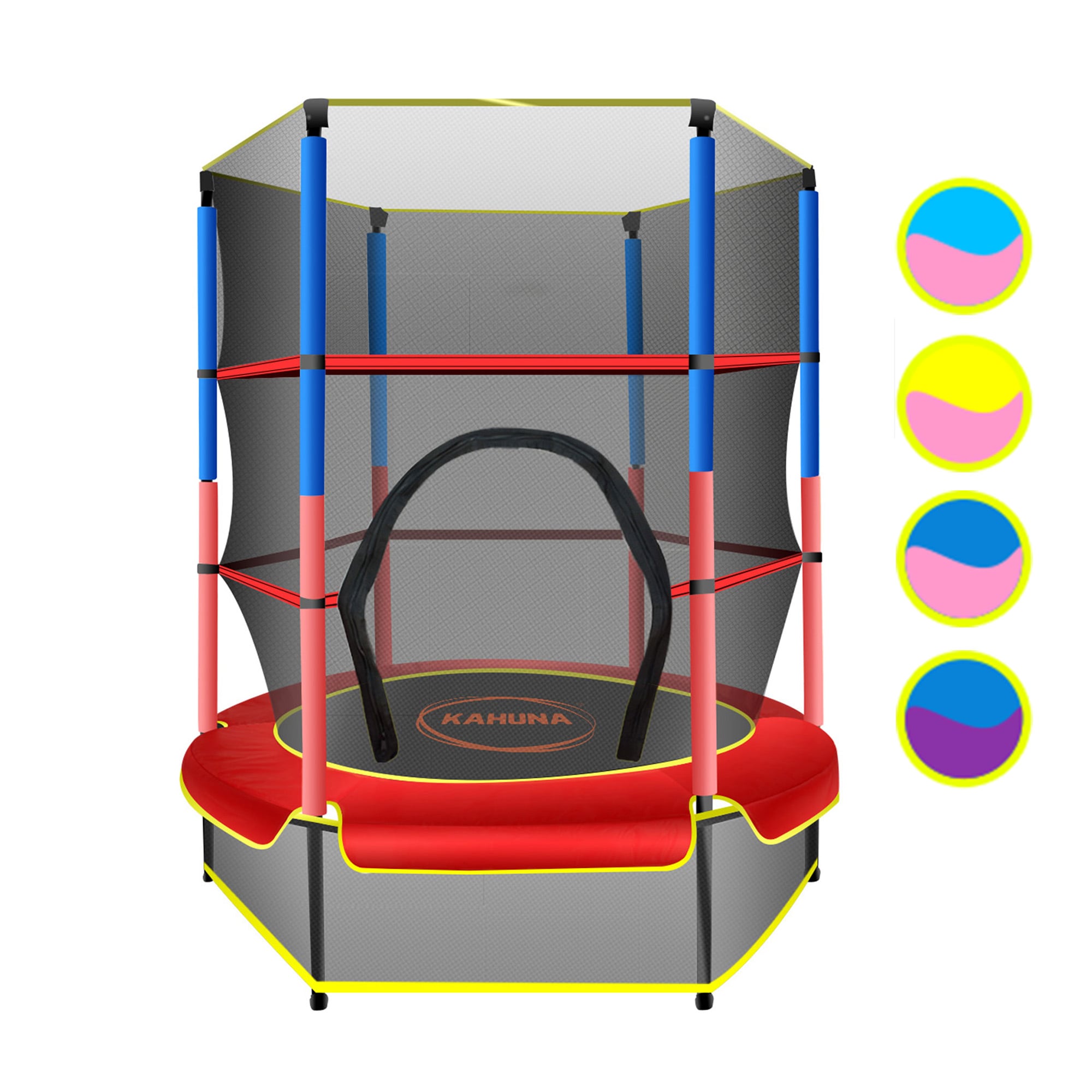 Kahuna 4.5ft Trampoline Round Free Safety Net Spring Pad Cover Mat Outdoor Red-Sports &amp; Fitness > Trampolines > Trampolines &amp; Accessories-PEROZ Accessories