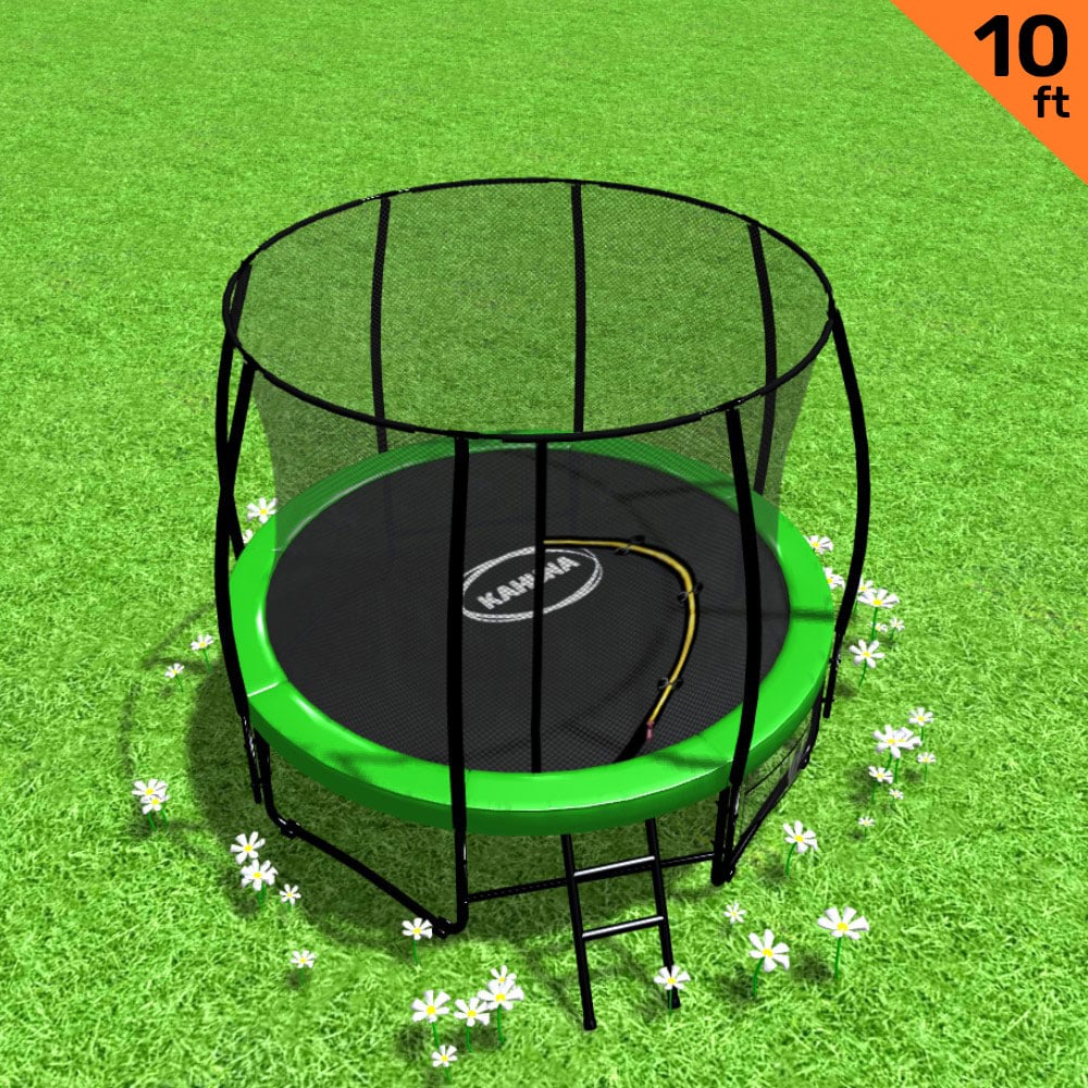 Kahuna 10ft Trampoline Free Ladder Spring Mat Net Safety Pad Cover Round Enclosure Green-Sports &amp; Fitness &gt; Trampolines &gt; Trampolines &amp; Accessories-PEROZ Accessories