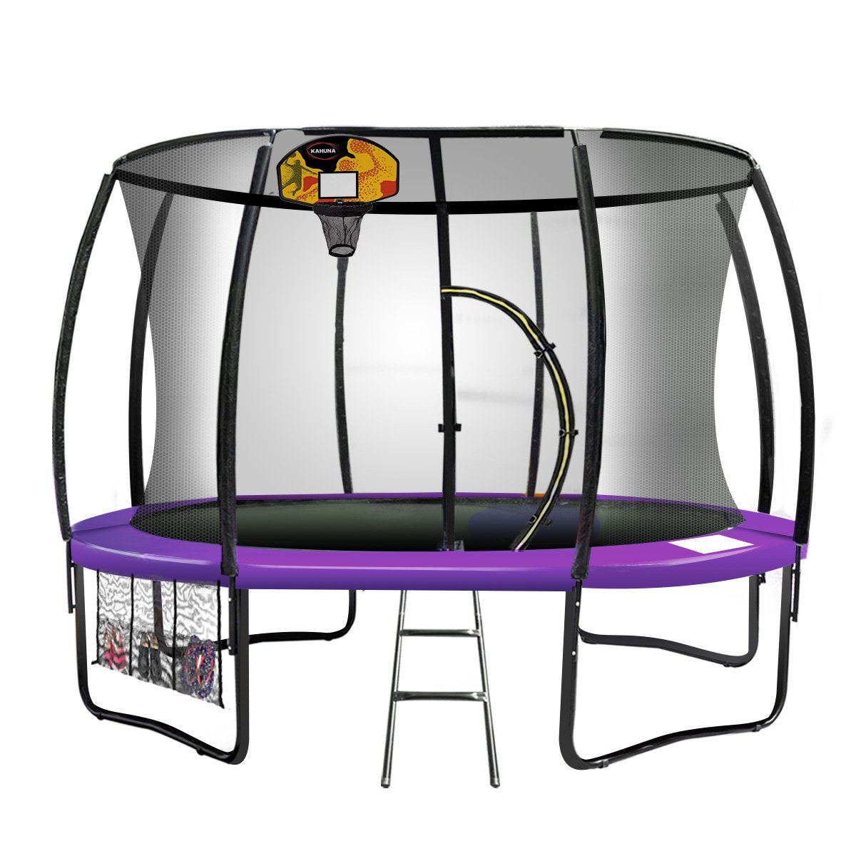 Kahuna 14ft Outdoor Trampoline Kids Children With Safety Enclosure Pad Mat Ladder Basketball Hoop Set - Purple-Sports &amp; Fitness &gt; Trampolines &gt; Trampolines &amp; Accessories-PEROZ Accessories