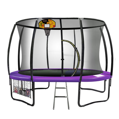 Kahuna 14ft Outdoor Trampoline Kids Children With Safety Enclosure Pad Mat Ladder Basketball Hoop Set - Purple-Sports &amp; Fitness &gt; Trampolines &gt; Trampolines &amp; Accessories-PEROZ Accessories