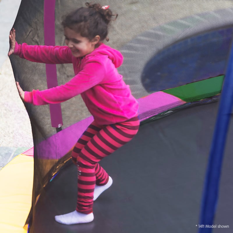Kahuna 14ft Outdoor Trampoline Kids Children With Safety Enclosure Pad Mat Ladder Basketball Hoop Set - Rainbow-Sports &amp; Fitness &gt; Trampolines &gt; Trampolines &amp; Accessories-PEROZ Accessories