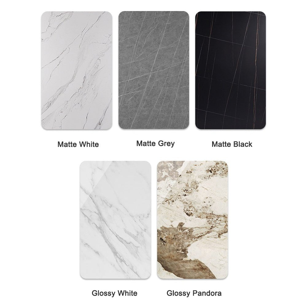 120x60cm Glossy White Minimalist Slate Kitchen Dining Table Marble Lunch Dinner Table Solid Metal Legs-Furniture > Dining > Dining Tables-PEROZ Accessories