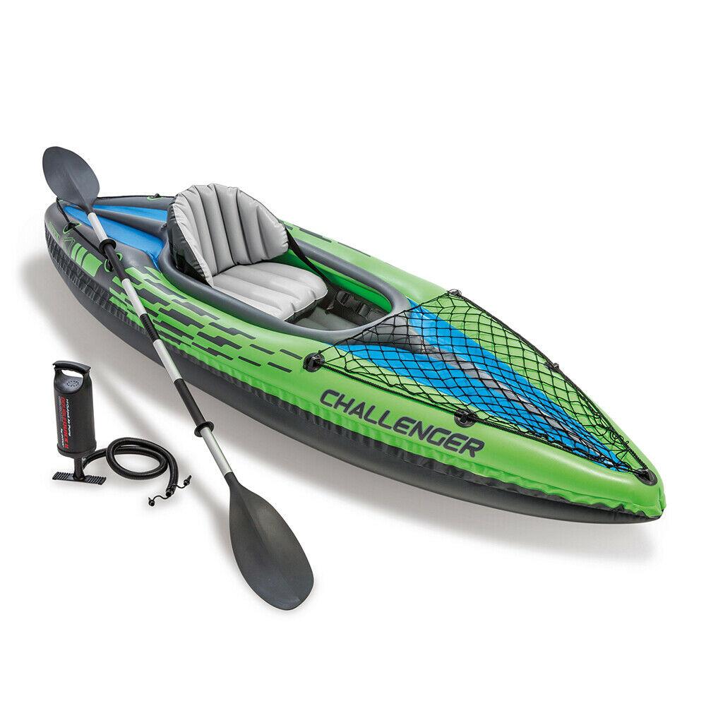 Intex Sports Challenger K1 Inflatable Kayak 1 Seat Floating Boat Oars River Lake 68305NP-Outdoor &gt; Boating-PEROZ Accessories