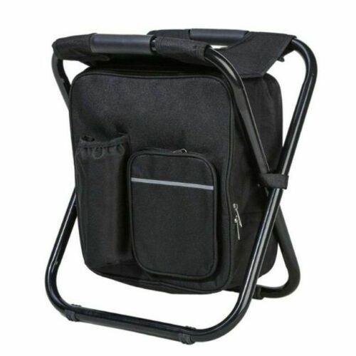 Portable Folding Backpack Chair Camping Stool Cooler Bag Rucksack Beach Fishing 150kg load Black-Camping Chairs-PEROZ Accessories