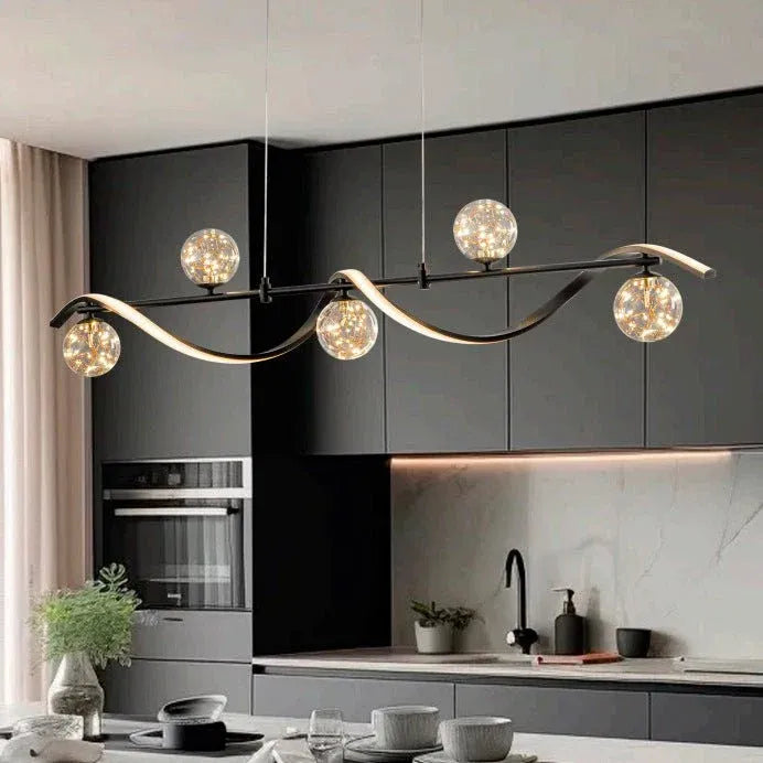BAMDECOR AD2621 Modern Black Kitchen Island Light with Glass Globe Shade Ceiling Pendant Lights